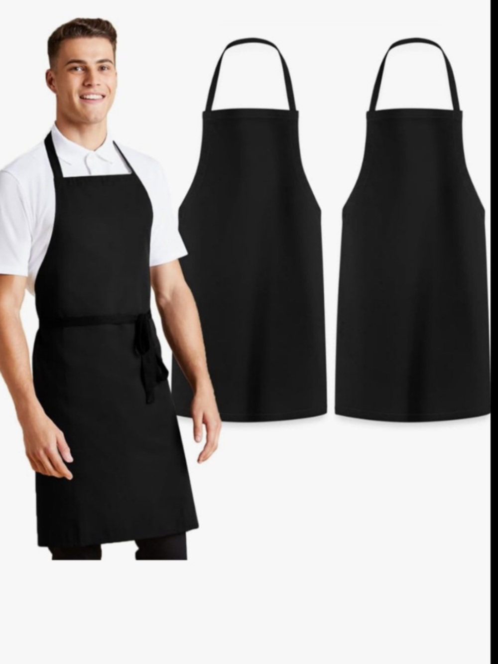 Unisex Black Full-Cover Apron  with strings. No pockets.